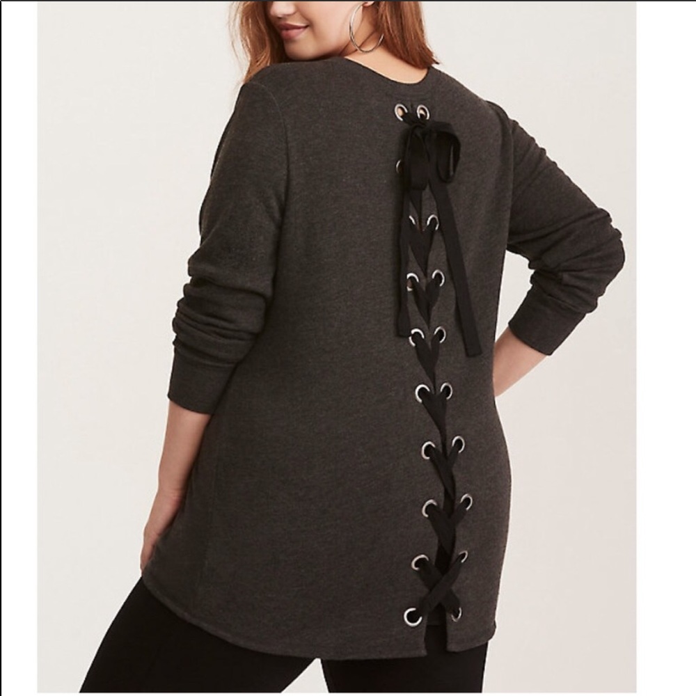 SOLD Torrid Back Lace Up Sweater